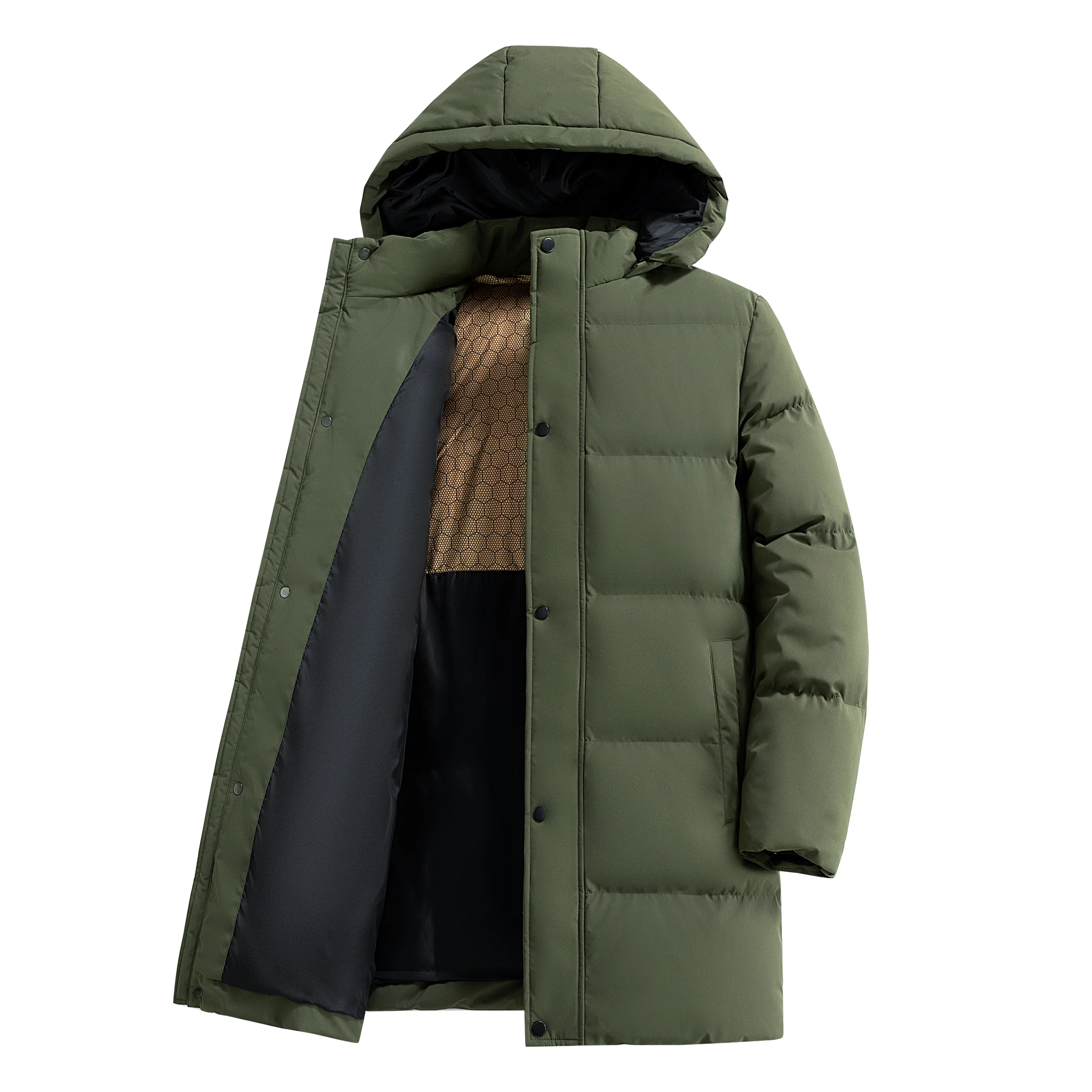 

Men Hooded Padded Versatile Parkas Quality Overcoat Winter Men's Coat Thickened Puffer Jackets Loose-Fit Casual Graphene Jacket