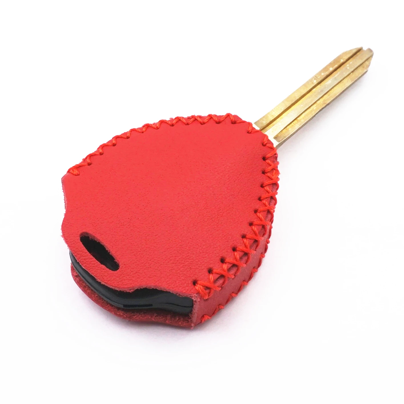 WFMJ Red Leather for Toyota Matrix 4Runner Venza Corolla RAV4 Yaris Scion iQ xB xD 3 Buttons Key Case Cover Fob (Red stitch)