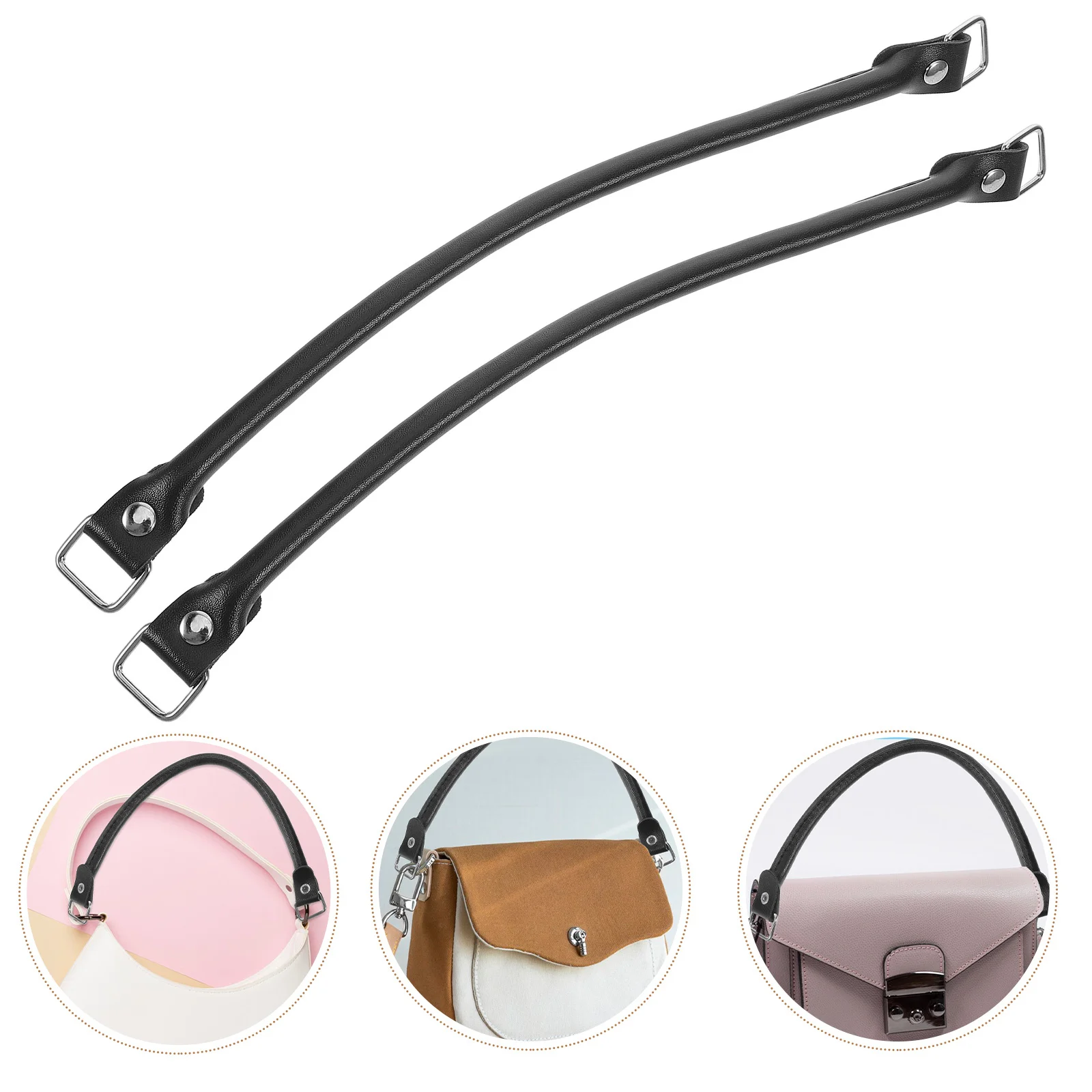 

2Pcs 38cm Detachable Tote Bag Handle Black DIY Purse Accessories Tote Bag Belt Handbag Handle Purse Making Supplies