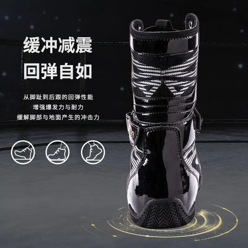 Boxing shoes Professional wrestling training shoes male high top fight fighting free combat power lifting female