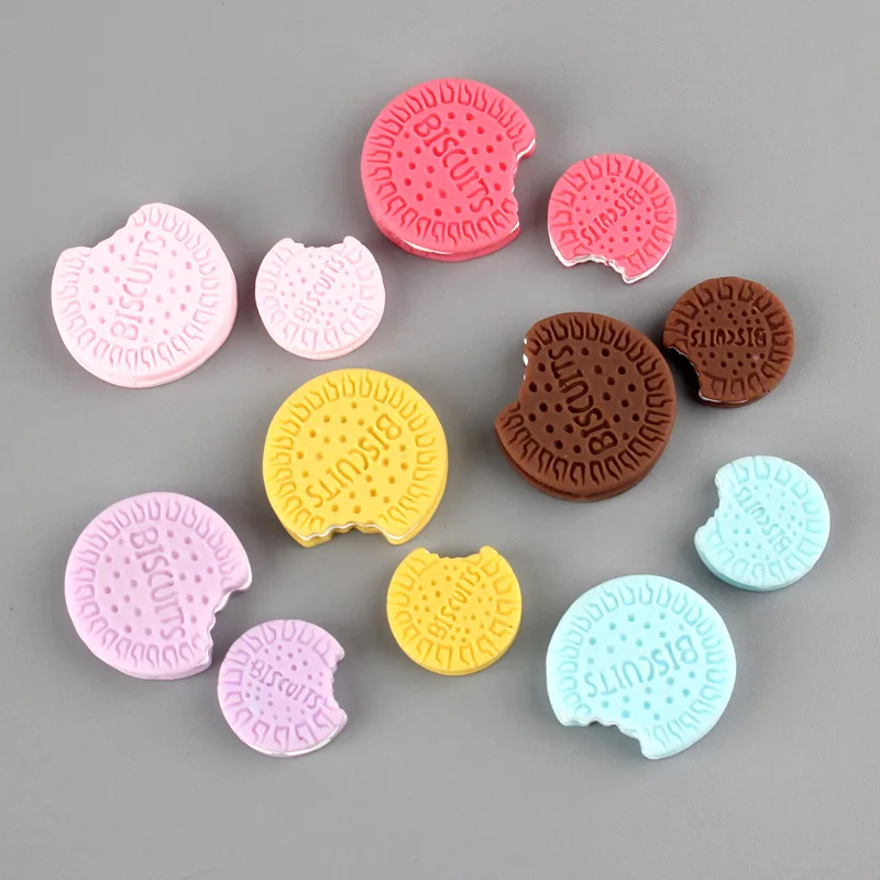 10Pcs Simulation Biscuit Flat Resin Cabochon Flatback Fake Food Play Phone Case Decoration Craft DIY Scrapbooking Accessories