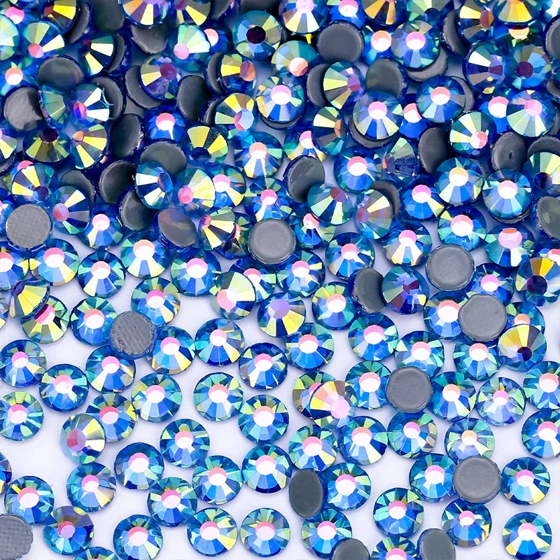 QIAO Exquisite Shimmer AB Hotfix Crystal Flat back Rhinestone Strass Glitters Stone For DIY Nail Art Wedding Diamond Strass