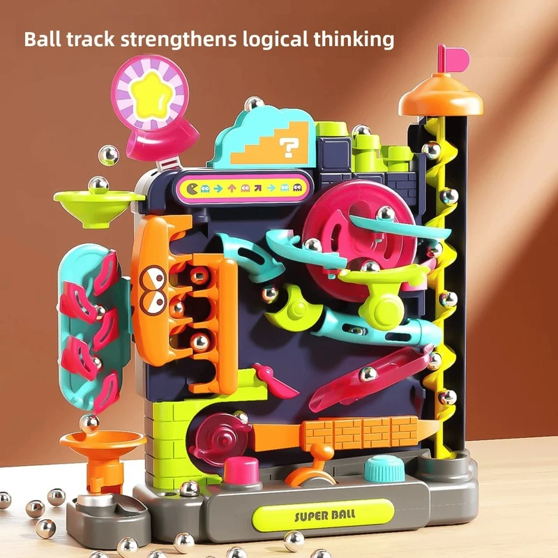 Multi-Layer Track Adventure Game Educational Montessori Toy Rail Rolling Ball Model Interactive Brain Training for Kids