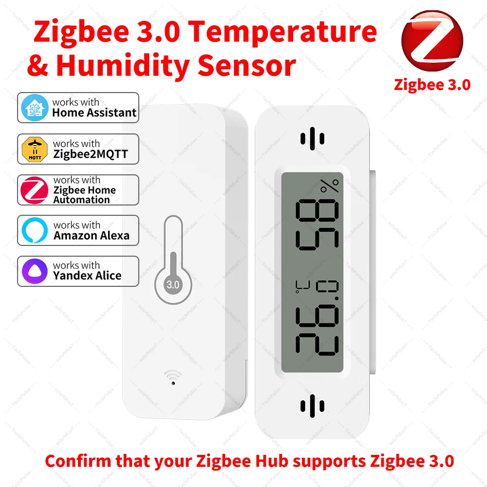 Zigbee 3.0 Temperature Humidity Sensor Zigbee Gateway Required workwith Home Assistant Alexa Yandex ZHA Zigbee2MQTT
