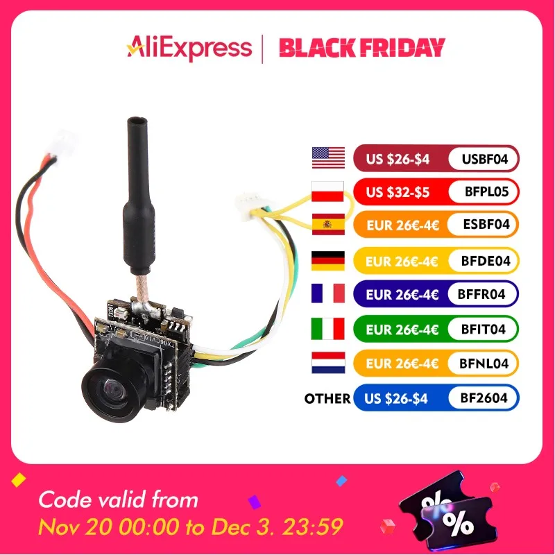 Eachine TX06 700TVL FOV 120 Degree 5.8Ghz 48CH 25mW Smart Audio Mini FPV Camera Support Pitmode AIO Transmitter For RC Drone