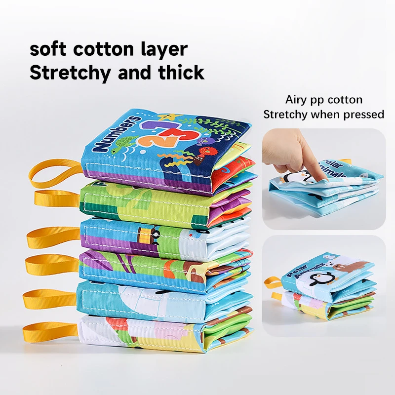 Baby Soft Cloth Book Enlightenment Early Educational Toys Newborns 0-12 Months Cloth Books Cognitive Animal Numbers Sensory Toys