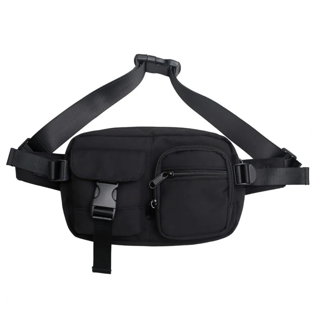

Fashion Pocket Men's Chest Bag Solid Color Large Capacity Nylon Waist Bag Zipper Storage Single Shoulder Bag Female