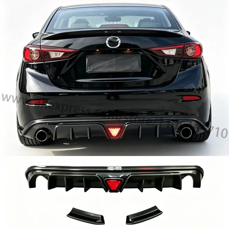 Kit de carrocería para Mazda 3 2014-2019, difusor trasero, labio del parachoques trasero, labio trasero de fibra de carbono, piezas de modificación exterior para automóviles