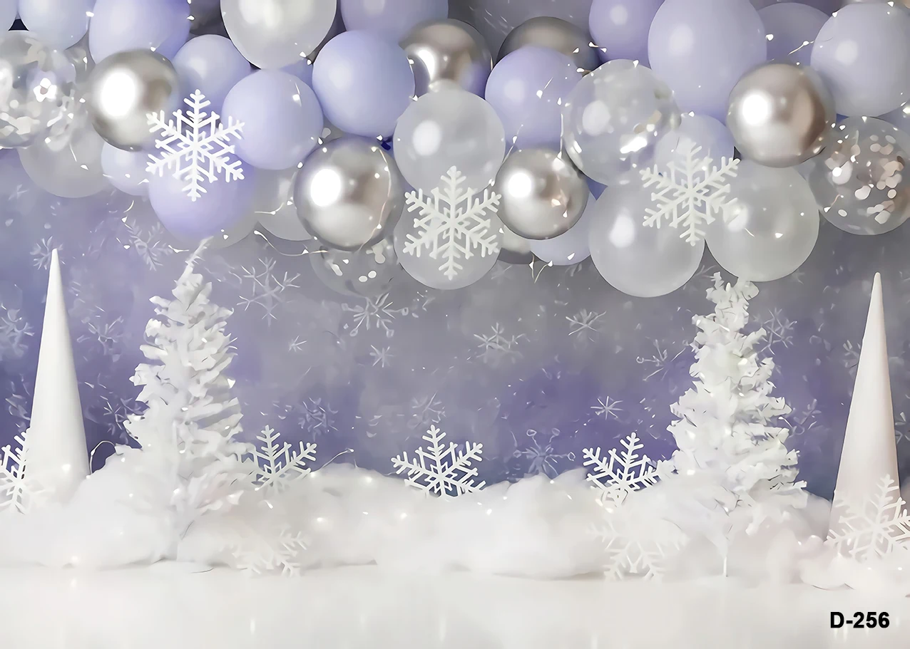 Décors d'arbres de Noël enneigés pour enfants et adultes, accessoires de portrait, flocon de neige d'hiver, fond de forêt enneigée pour bébé, studio photo familial