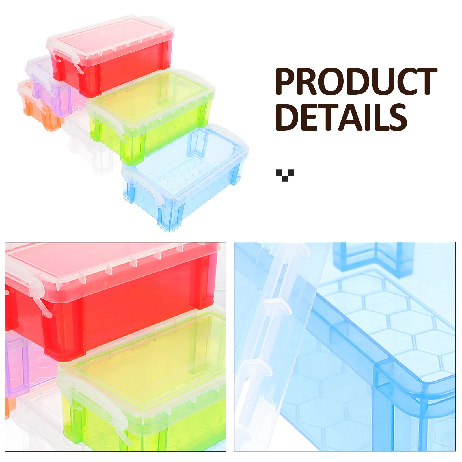 

6pcs Candy Color Storage Boxes Lightweight Plastic Organizer for Beads Coins Cards Nails Clips Stackable Home Use Storage Cases