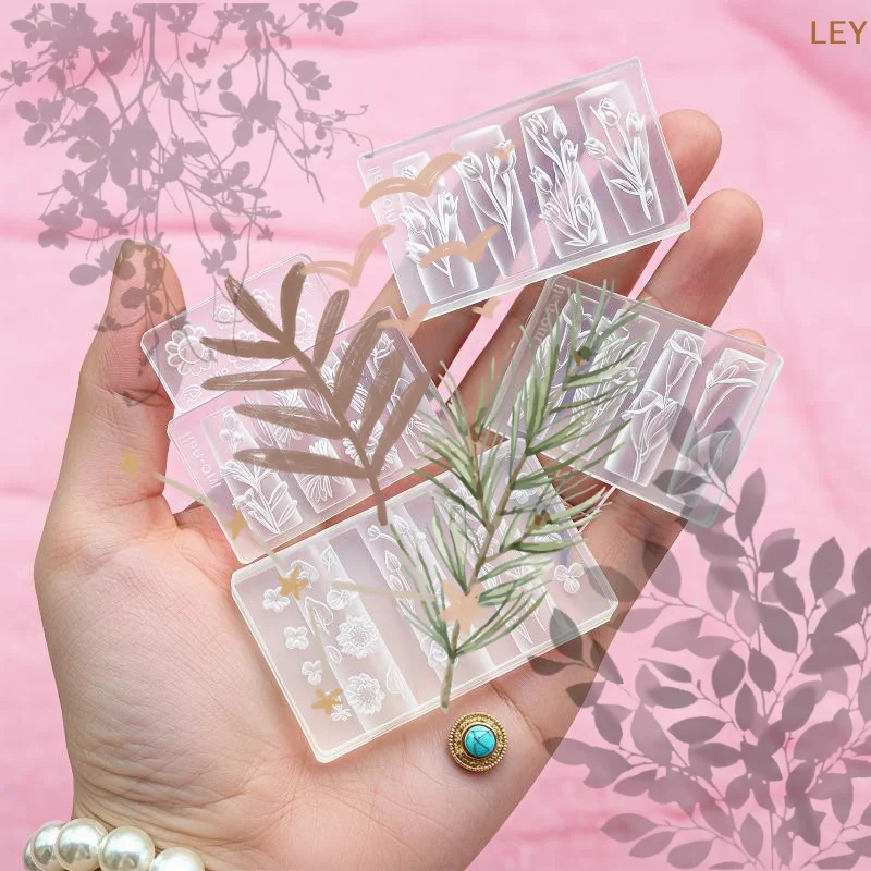 3D Silicone Nail Mold Clear Multiple Flowers Templates: DIY Handmade Nail Art Practical Manicure Salon Home