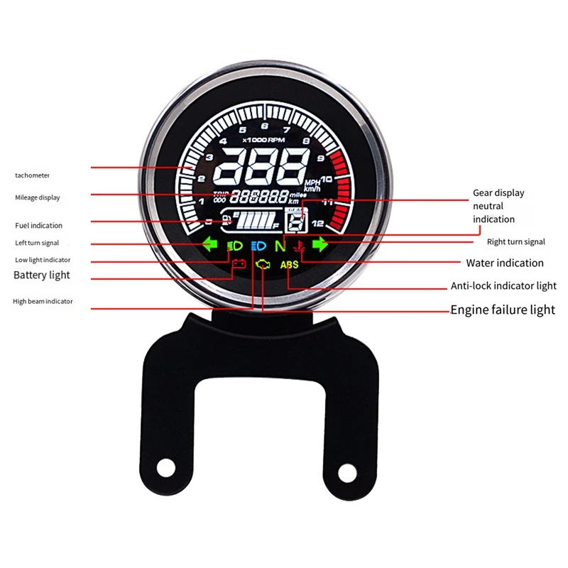 Multi-Purpose Instrument Odometer Plastic Multipurpose Meter LCD Screen Display Tachometer Odometer Motorcycle Supplies