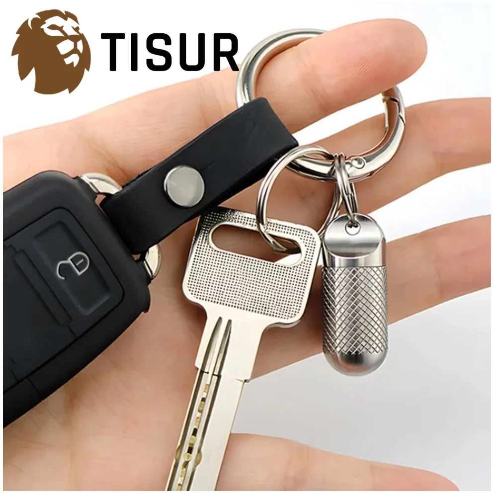 

TISUR Micro Keychain Pill Holder,Titaniumalloy Pill Case Waterproof Pill Container,Portable Tiny Pill Organizer for Travel Purse