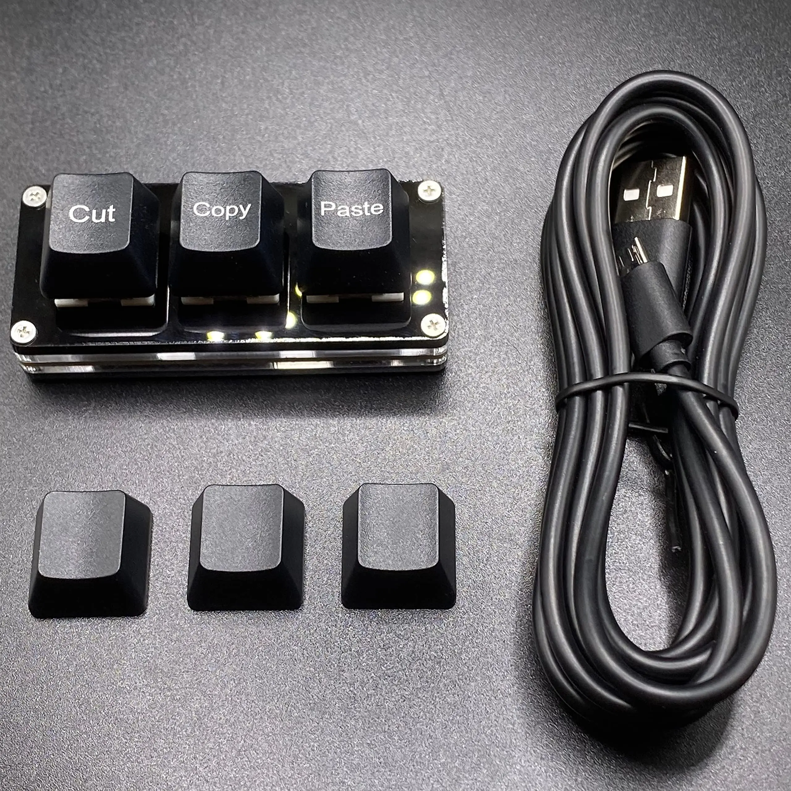لوحة مفاتيح صغيرة مقطعة بثلاث مفاتيح Ctrl X C V اختصار RGB لوحة مفاتيح ماكرو OSU لوحة مفاتيح للألعاب قابلة للبرمجة للعمل