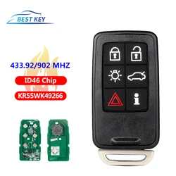 La mejor llave FCCID: KR55WK49266 433/902MHz FSK 6 botones ID46 Chip llave remota inteligente sin llave para VOLVO S60 S80 V40 V60 V70 XC60 XC70