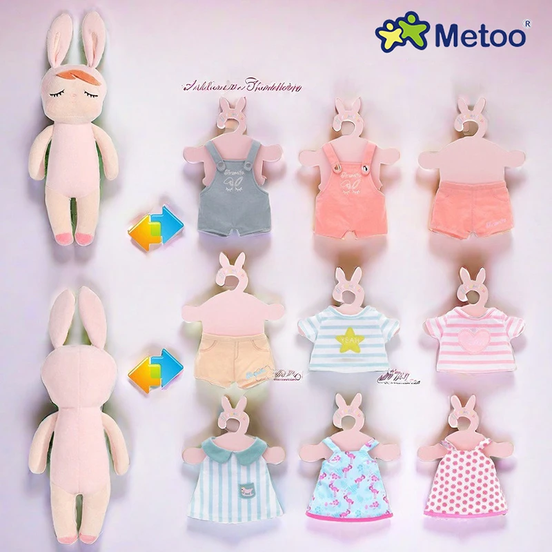 Soft DIY Toys Dress Up Dolls Girls Plushies Doll Can Change Clothes Stufeed Rabbit Plush Bunny Children Gift Angela Metoo Dolls