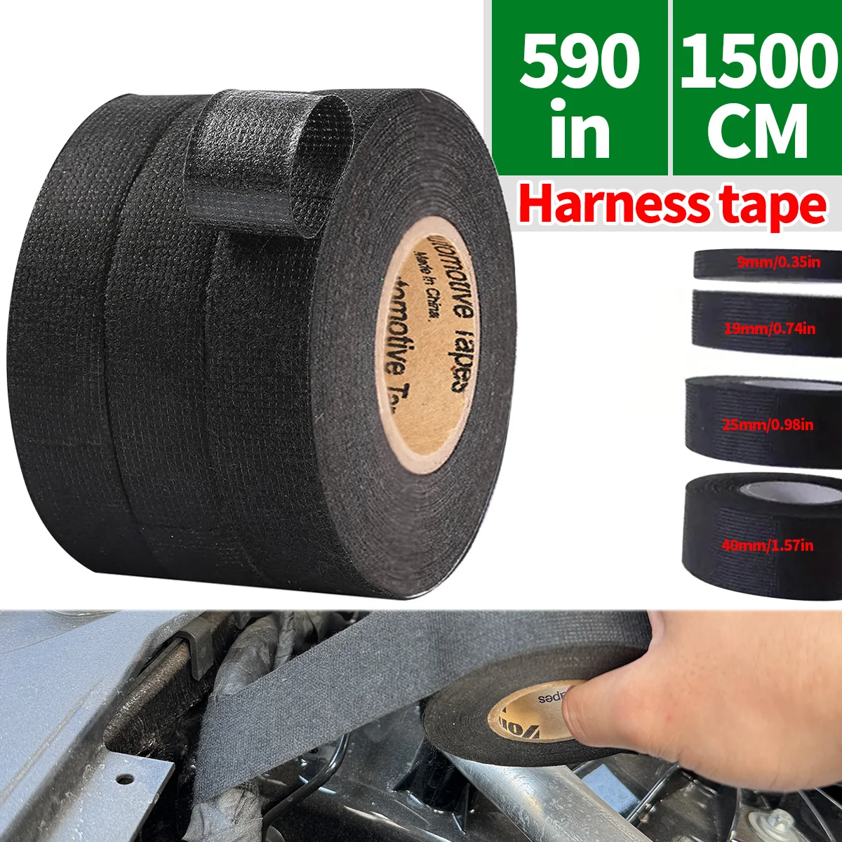 15m Car Cable Harness Wiring Tape Heat-resistant Flame Retardant Tape for Wiring Protection