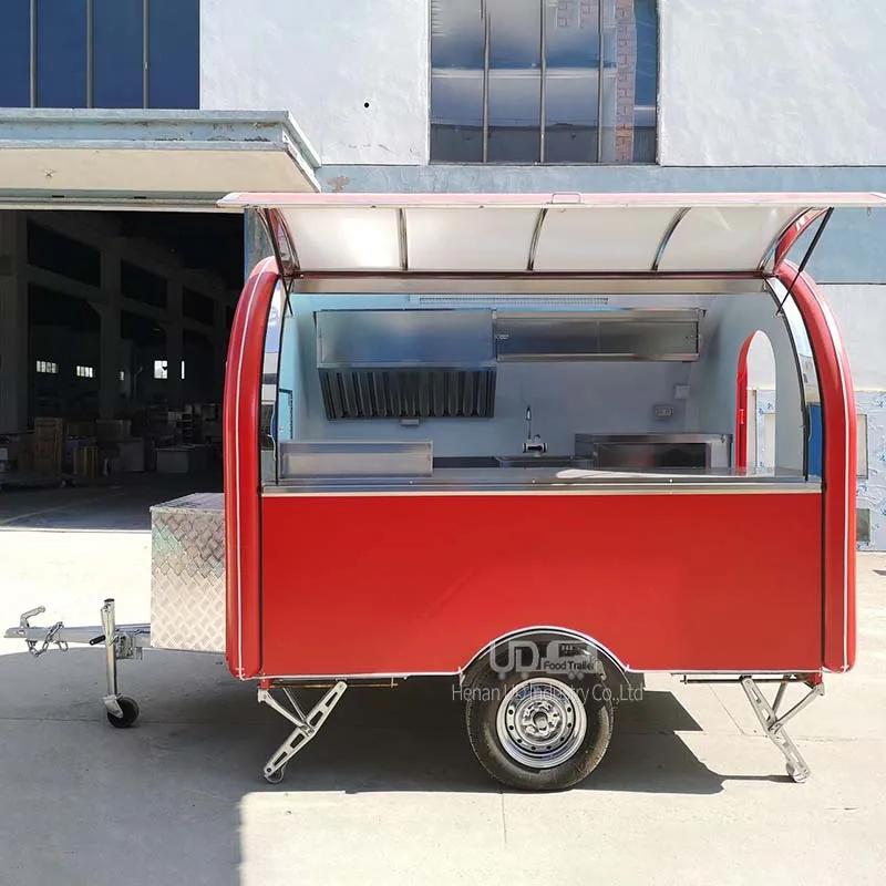 Mini Food Trailer Cheap Small Ice Cream Hot Dog Cart Halal BBQ Food Truck Mobile Kitchen Restaurant Snow Cone Trailer