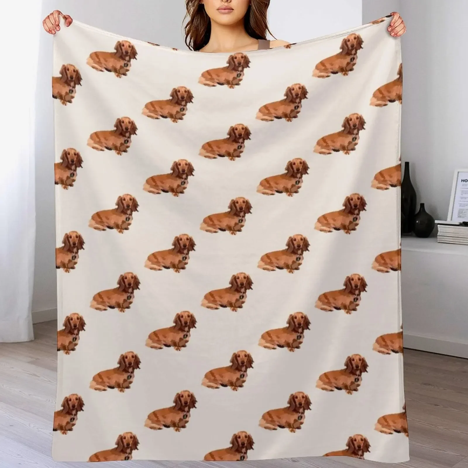 

Long haired dachshund Throw Blanket Summer Beddings Nap Decorative Sofas Blankets