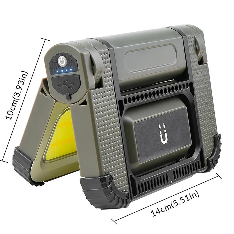 Camping Foldable Multi-functional USB Solar Charged Adjustable Brightness Magnetic Strong Light Camping Work Lamp