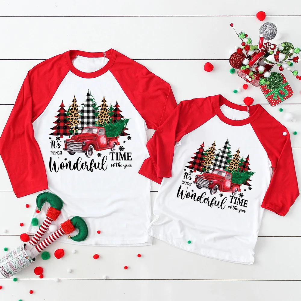 

It's The Most Wonderful Time of Yeat Print Kids Shirt Christmas Girls Boys T-shirt Raglan Sleeves Tops Child Shirts Xmas Outfit