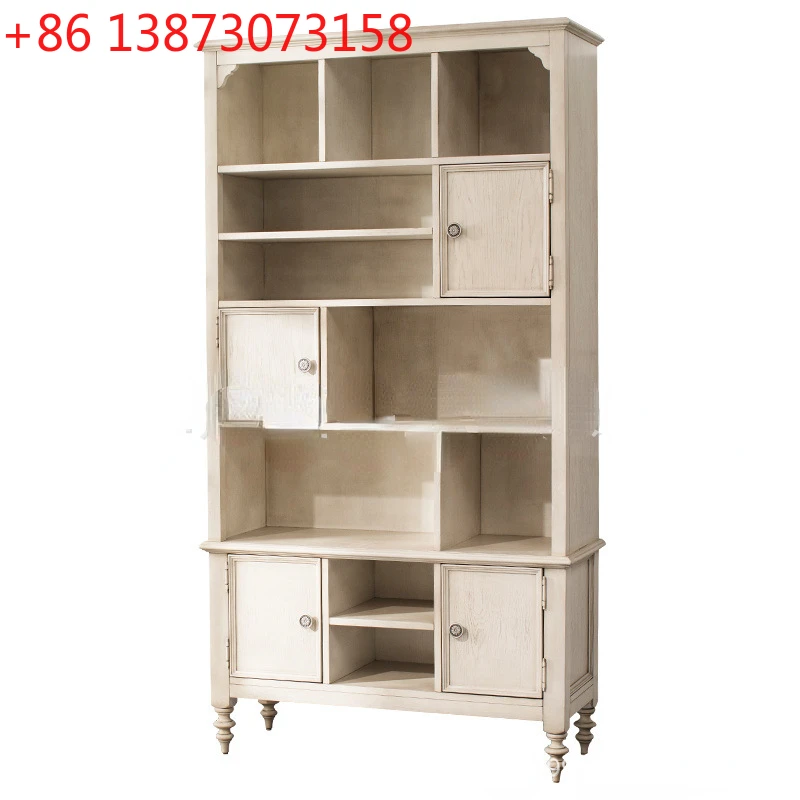 

Книжный шкаф из цельного дерева в американском стиле, потертая римская колонна, детский модный книжный шкаф, книжный шкаф, шкафчик