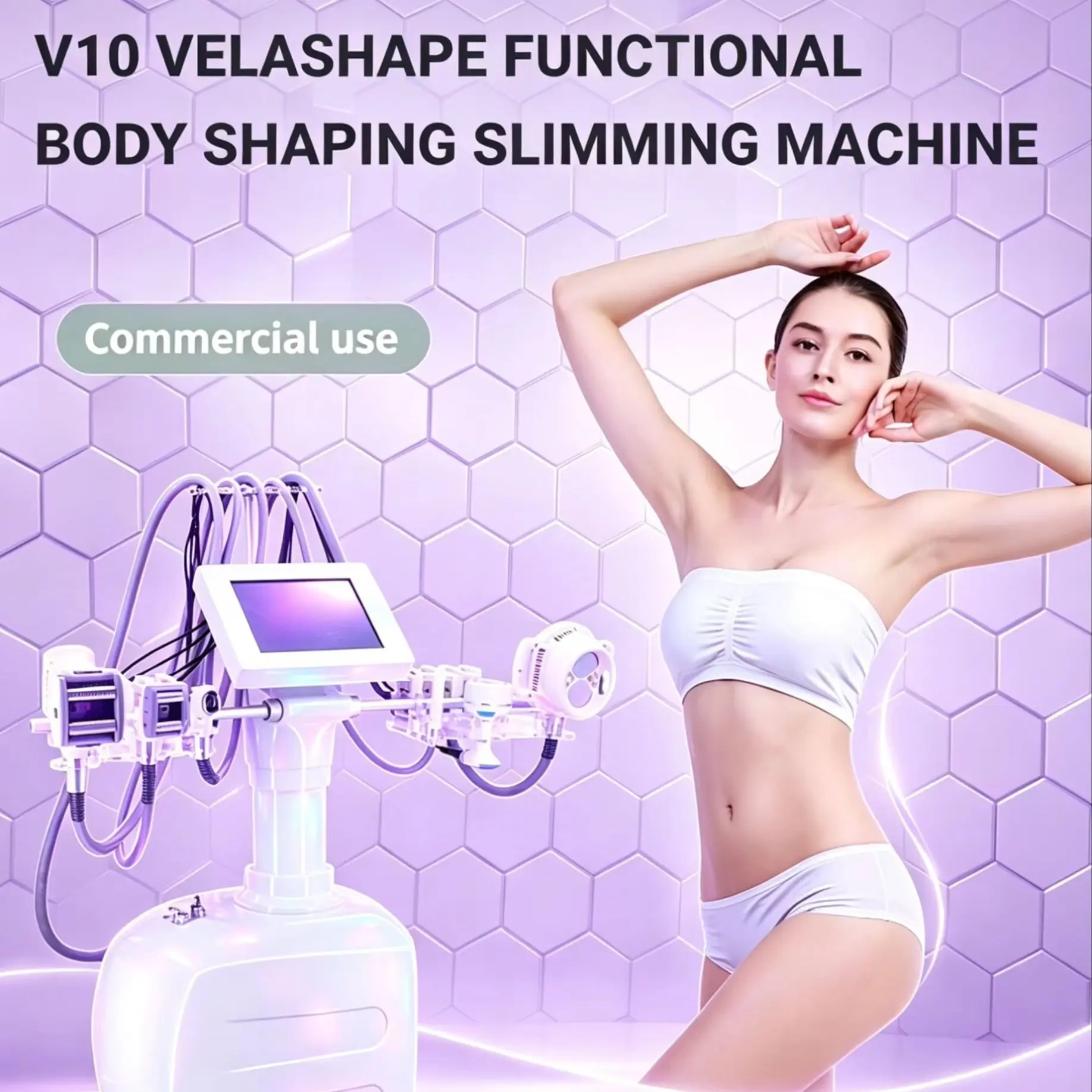 New V10 Professional Body Contouring System: Vacuum Roller, High-Frequency Cavitation & Vela Shape Sculpting Device Lase