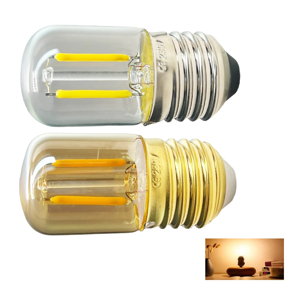 10Pcs Mini E27 T28 Light Bulb Filament 1W Decorative Led 360/Degree Beam Angle Glass Cover Lampada Lamp Warm/Yellow 2200K Lights