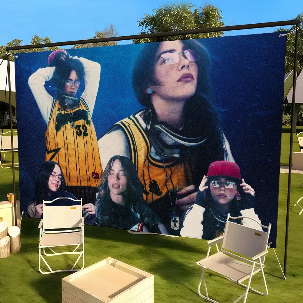 Hot Singer B-Billies E-EilishS Music 2026 flag For Living Room Home Dorm Decor Wall Outdoor Camping Party Banner Gifts