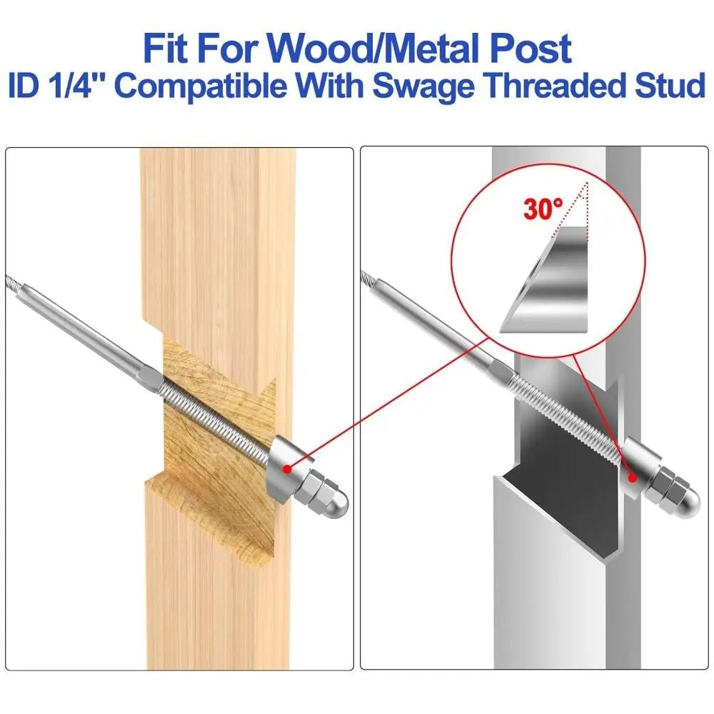 Stainless Steel Cable Railing Stair Ends 30 Degree 1/4