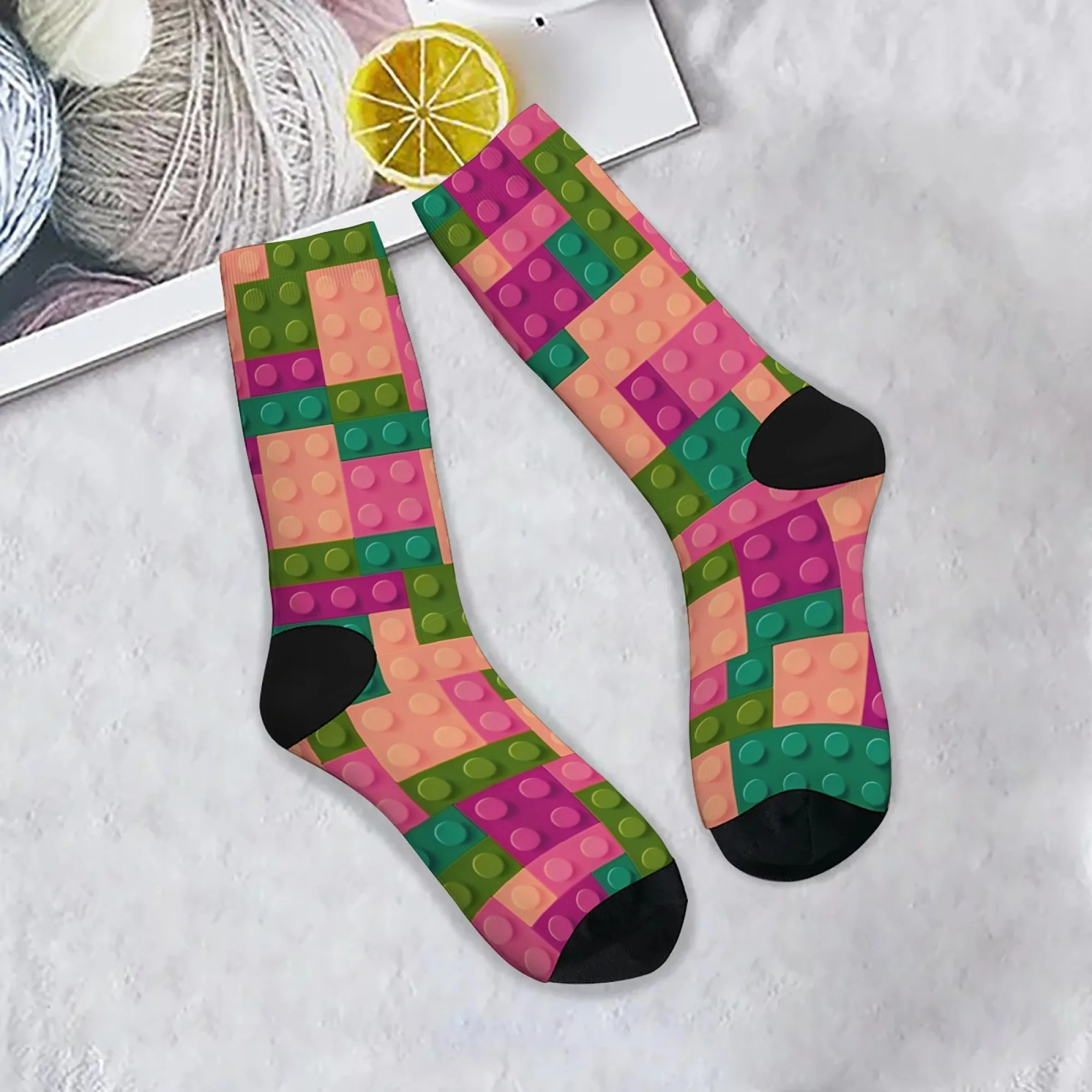 

Креативные повседневные носки унисекс с строительными блоками, забавный подарок для вечеринки, новинка, уличные модные носки в стиле Харадзюку, удобный нескользящий подарок