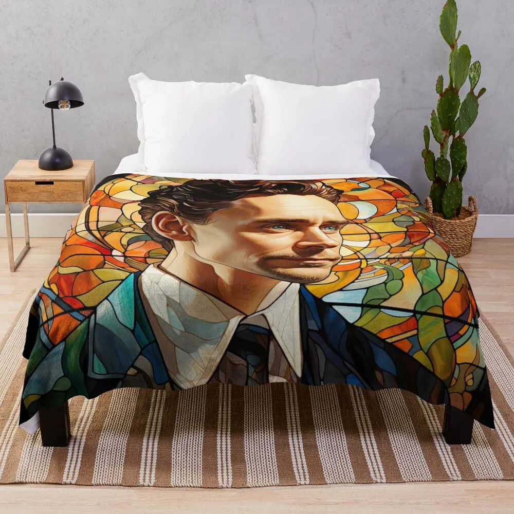 Tom Hiddleston portrait Throw Blanket bed plaid Large Thermals For Travel Blankets