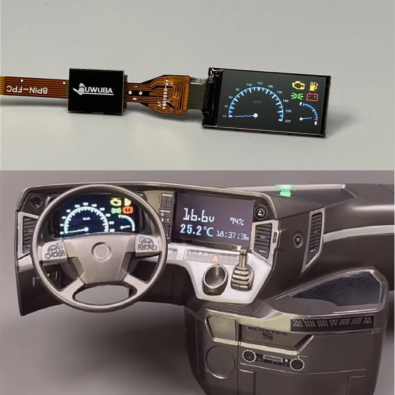 Simulated Interior Screen LCD Instrument Panel for Tamiya 1/14 RC Truck for SCANIA 770S R620 for Volvo for ACTROS 3363 for MAN