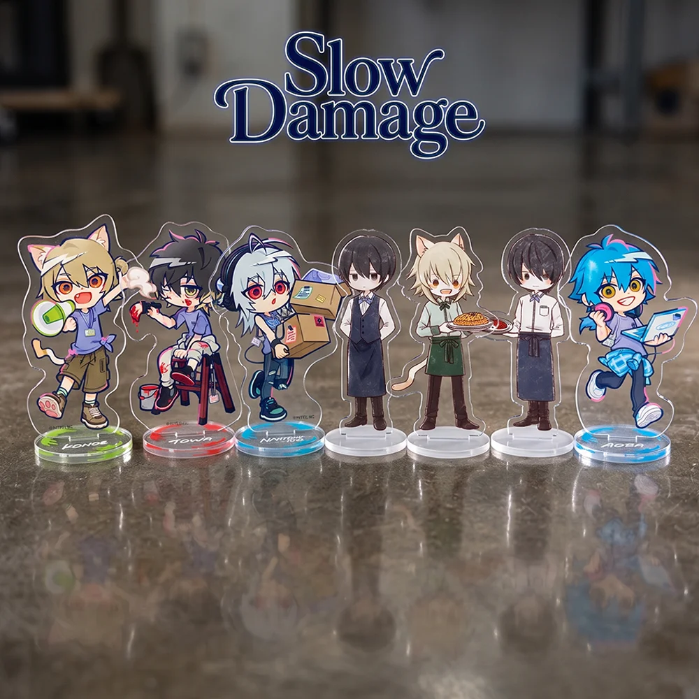 Game Slow Damage Towa Madarame Kei Taku 10CM Cute Anime Acrylic Stand Keychain Cosplay Character Model Desk Decor Collect Gifts
