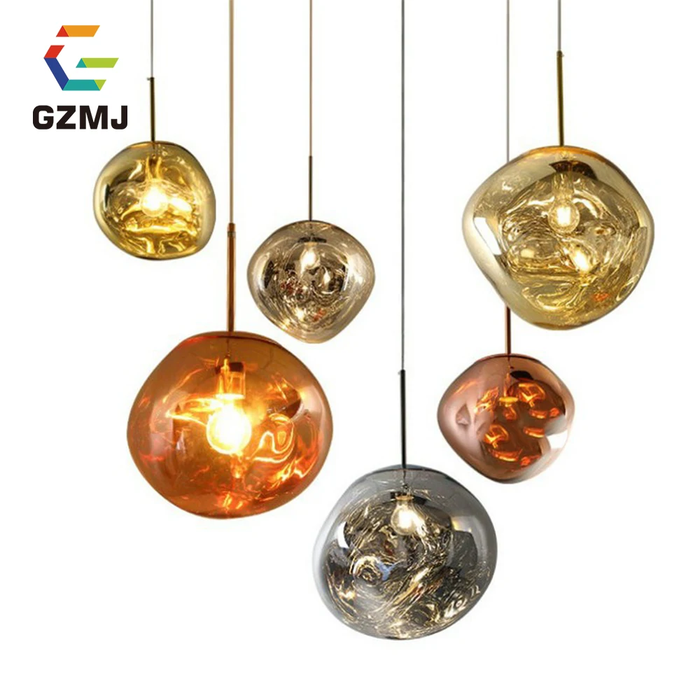 

GZMJ Nordic Design Melt Flow Colorful Glass Ball Lave Pendant Lights Led Modern Hanglamp Fixtures Kitchen Home Lights Lampshade