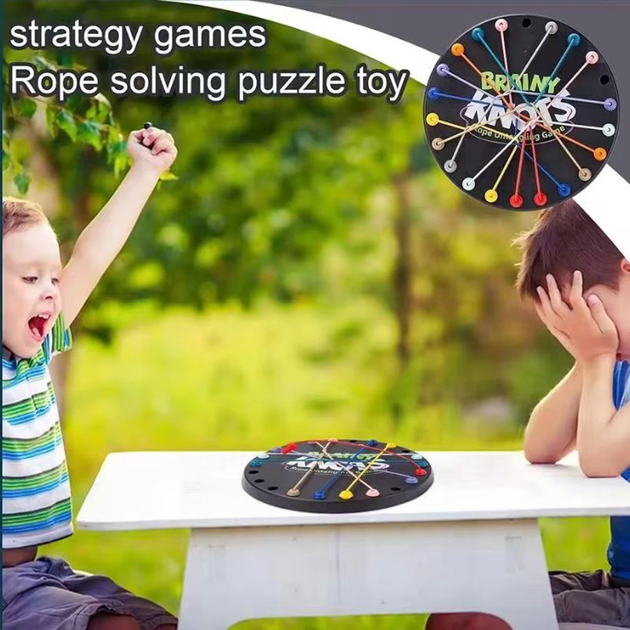 1 Satz - Seilpuzzlespiel Brainy Knots Seil entwirren Brettspiel, Seilknoten-Herausforderungsspiel, Saitenlösung Zentrales Schnürspielzeug