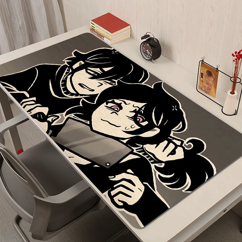 แผ่นรองเมาส์ PC สีดําและสีขาว Manga Mousepad แล็ปท็อปโลงศพของ Andy และ Leyley อะนิเมะคีย์บอร์ด Pad Love Heart เดสก์ท็อปแผ่นรองเม้าส์