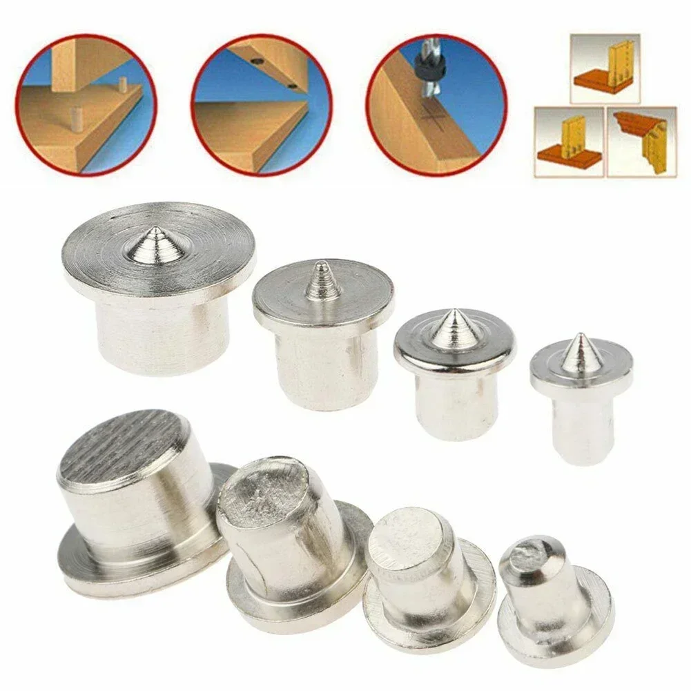 8Pcs Dowel Tenon Center Points Pin Wood 6/8/10/12mm Dowel Tenon Center Woodworking Wood Drill Bit Tool