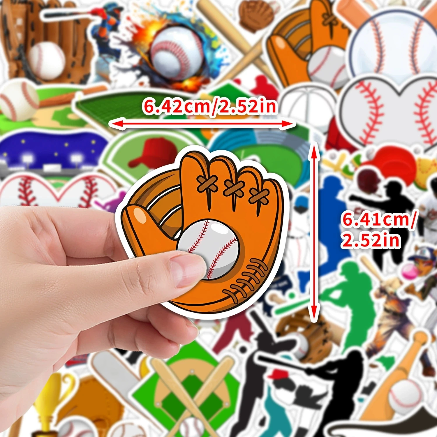 50 Pcs Sports Baseball Graffiti Stickers Waterproof Vinyl Decals for Water Bottle Stationery Laptop Phone Case Gift