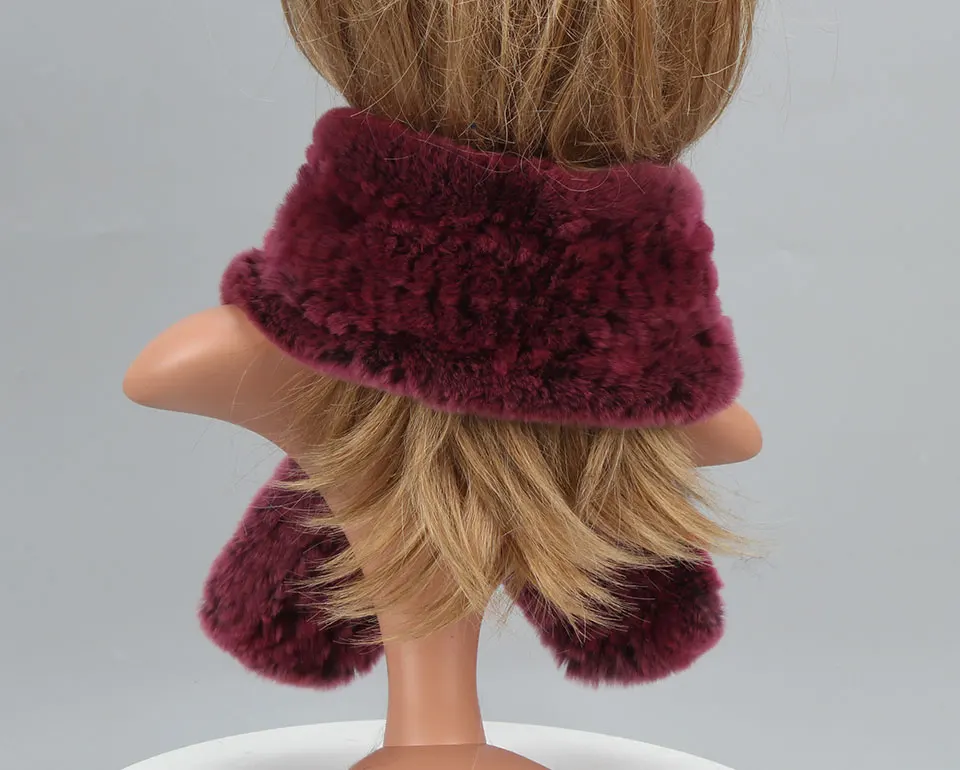 Frauen Stricken Echt Rex Kaninchen Pelz Schal Dame Fashion Floral Rex Kaninchen Pelz Schalldämpfer Heißer Winter Warme Natürliche Pelz Schals neue Stil – Detail 19