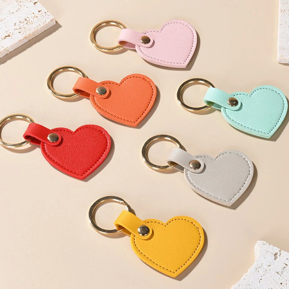 10Pcs Leather Heart Key Chain Leather Heart Personalized Keychain Women Car Key Holder Home Key Ring Charm Bag Car Pendant Gift