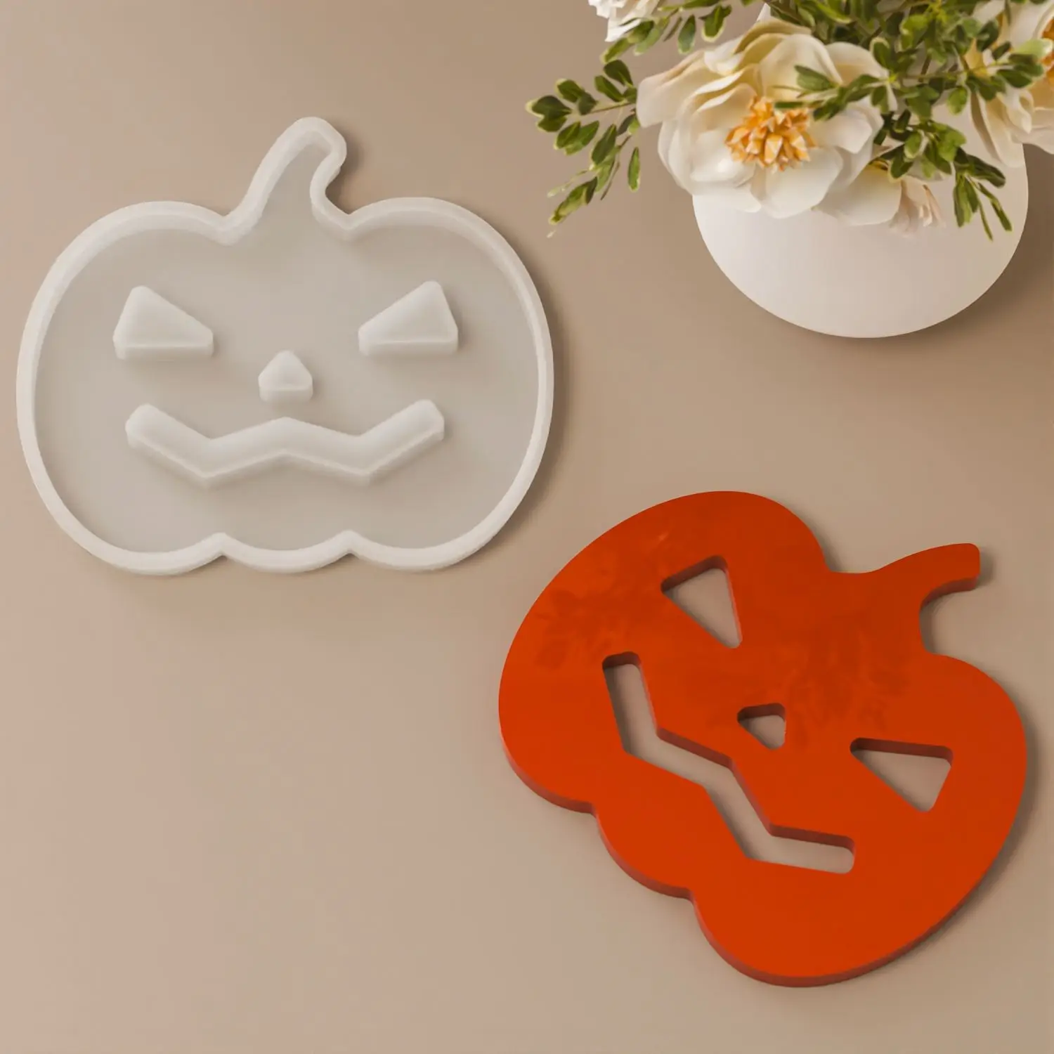Pumpkin Coaster Cup Mat Silicone Mold Resin Storage Rack Handmade DIY Halloween Crystal Epoxy Resin Gypsum Mold Home Decor