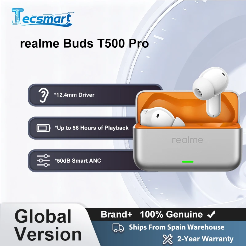 Auriculares – Versión global Auriculares realme Buds T500 Pro 50 dB Cance…