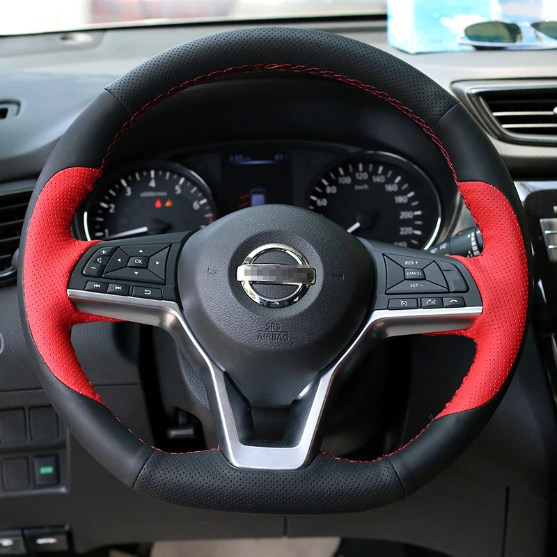 

Кожаный чехол на руль для Nissan Sylphy ‌ Qashqai X-trail 2020-2025 Kicks 16-24 Teana Micra LEAF Note Terra