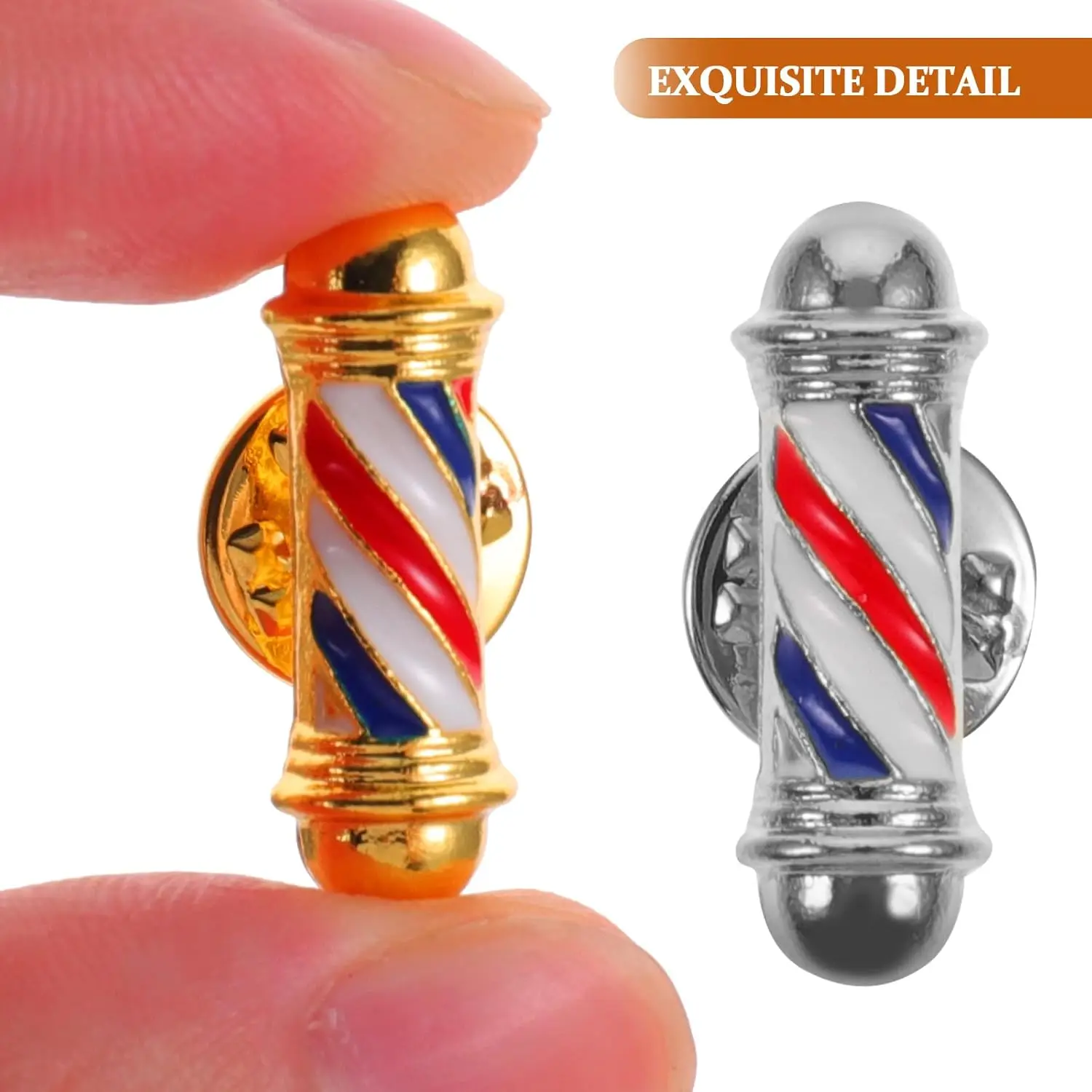

2Pcs Barber Shop Lapel Pin, Barber Shop Brooch, Golden Silver Plating Alloy, Ideal for Barbershop Decor and Gifts