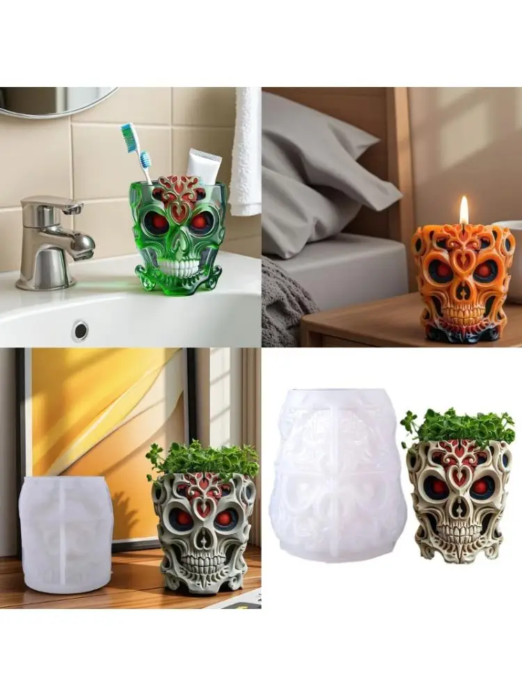  Flexible Silicone Skull Mold for Concrete Resin Jewelry Containers Decorating