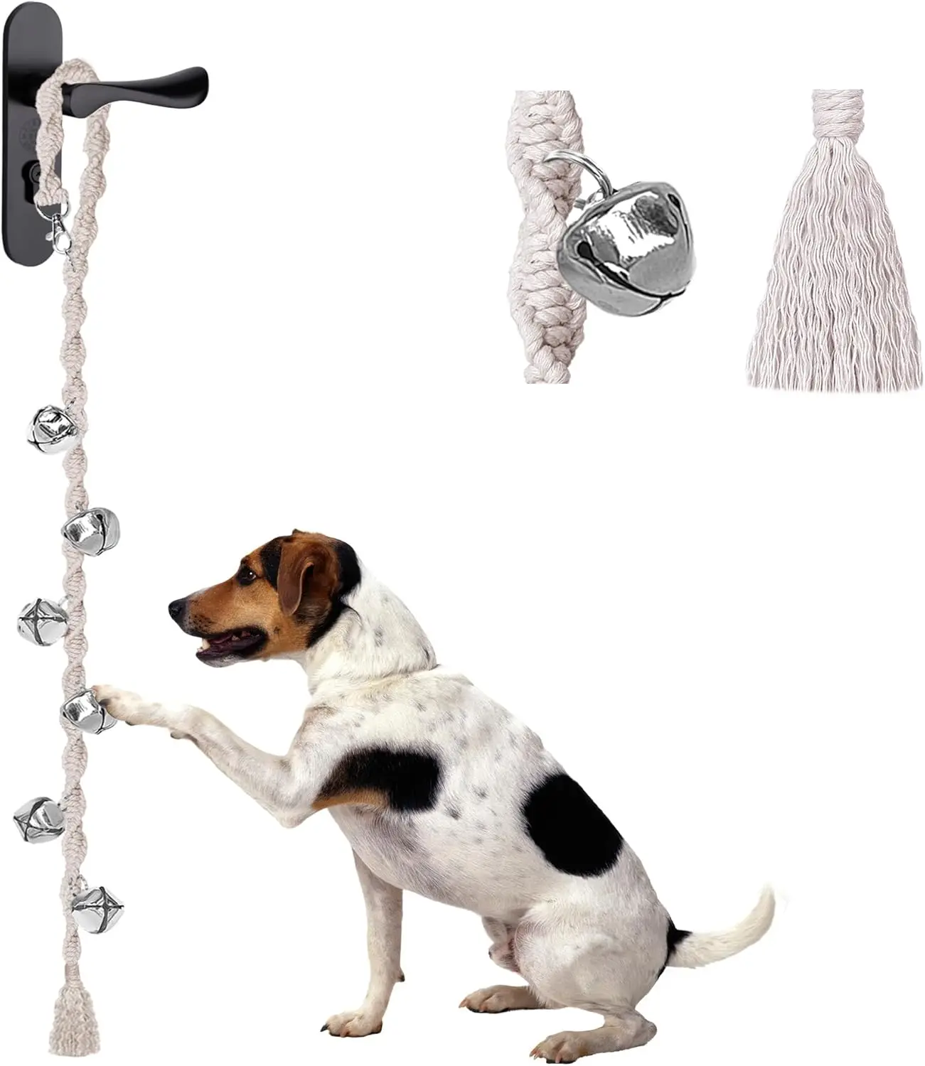 

Dog Doorbell for Potty Training, Adjustable Bell for Dogs to Go Outside, Handmade with Premium Yarn, Beige