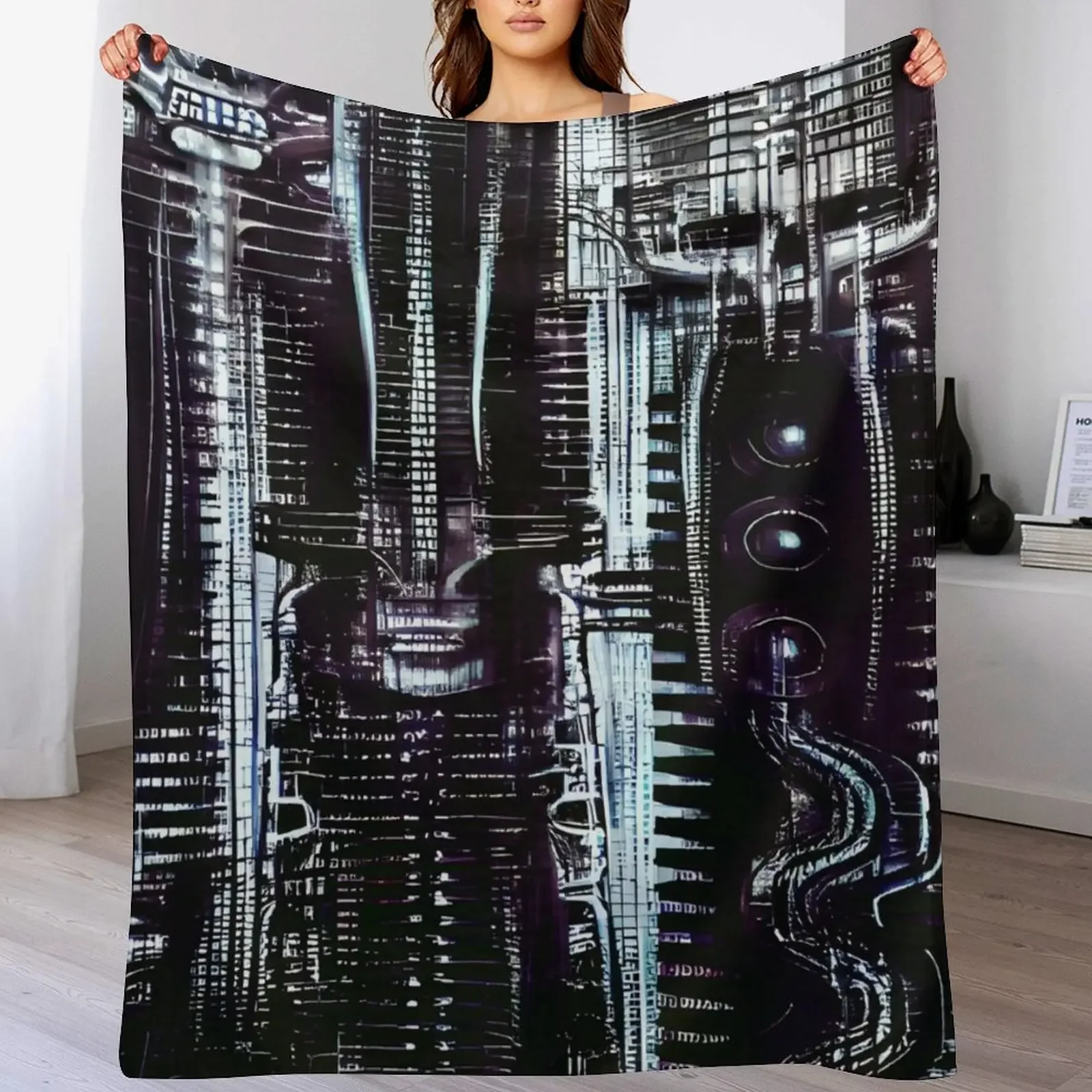 HR Giger Steampunk Pattern Throw Blanket Warm Comfortable Blanket for Office Napping