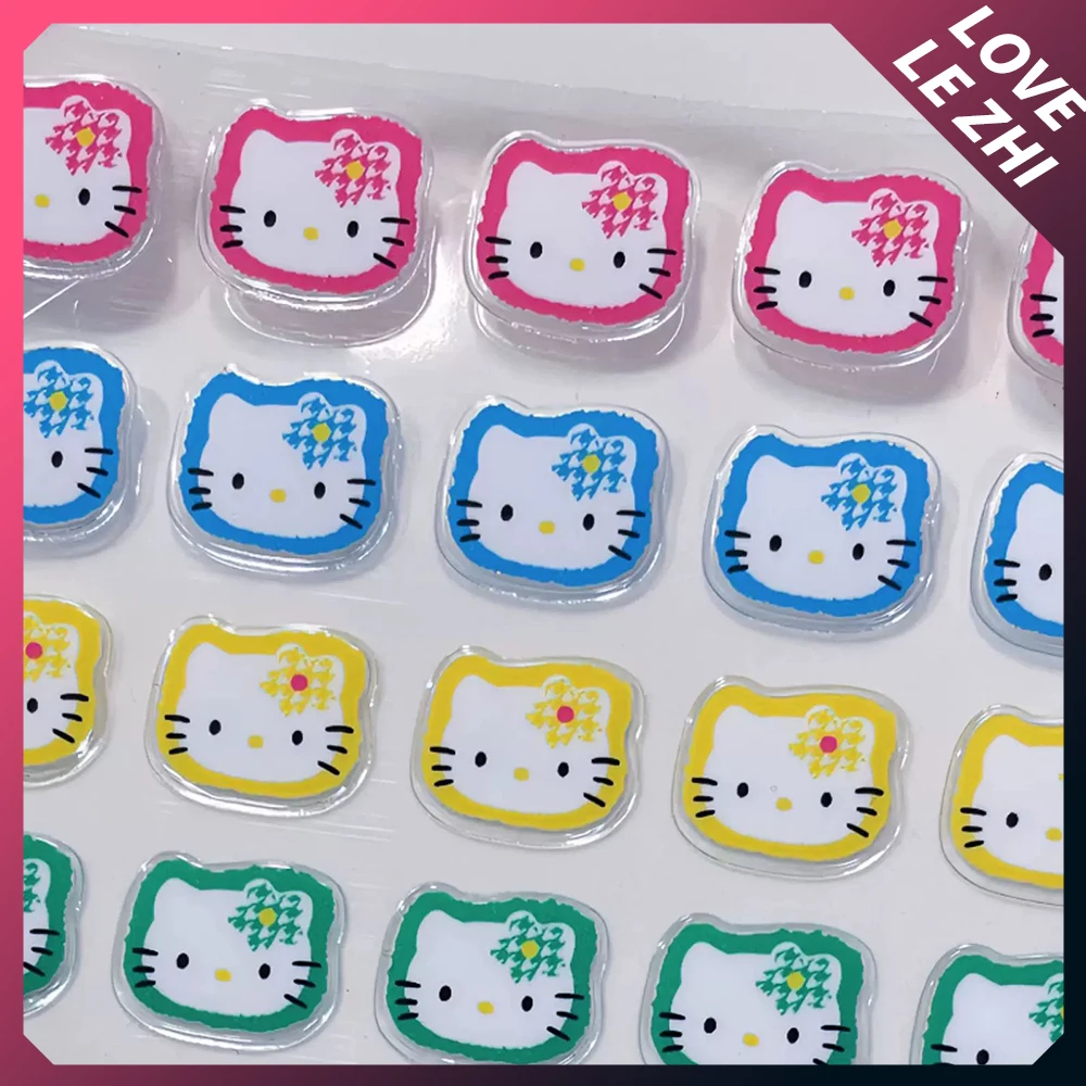 Sanrioed Hello kittys stiker karakter kartun, stiker komputer gambar dekorasi buku harian buku catatan tangan bunga lucu Diy