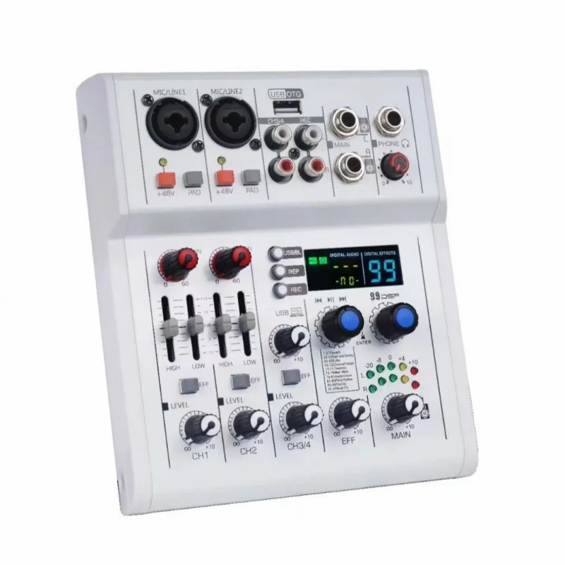 

Cross-border 4-channel small sound card mixer OTG 48V phantom power home singing mobile phone computer live streaming equipment